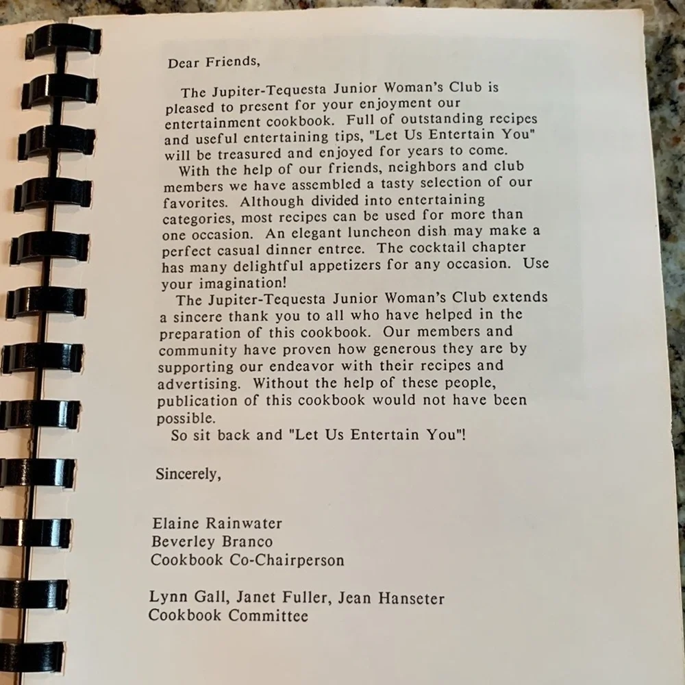 Let Us Entertain You / Recipes for Entertaining Jupiter Junior Woman’s Club